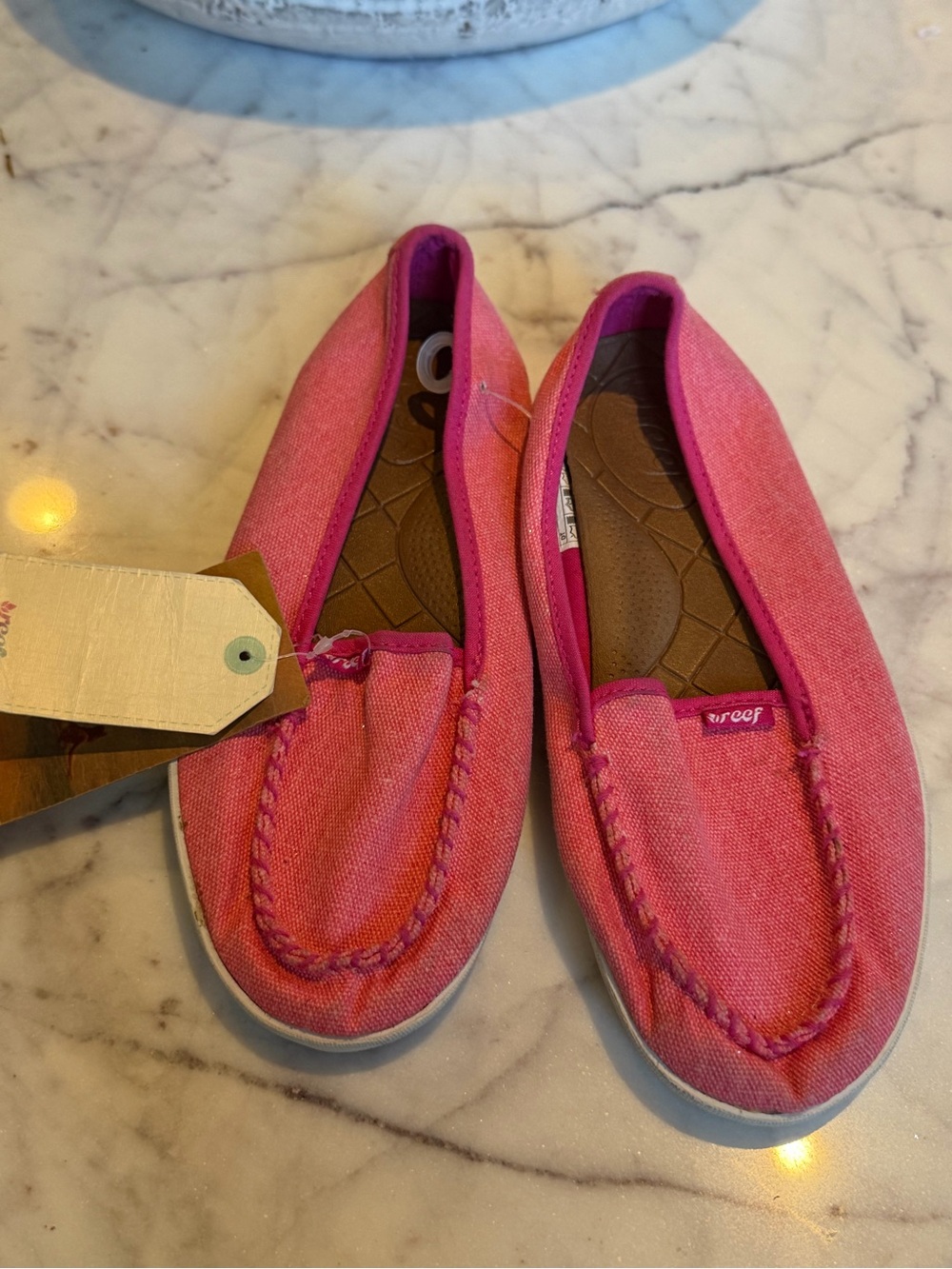 NWT Reef Kids Pink Slip-On Loafers 1